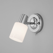 одноламповый настенный светильник с цилиндрическим матовым стеклянным плафоном на круглой основе