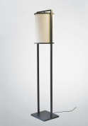 напольный светильник с цилиндрическим текстильным абажуром на прямоугольном основании