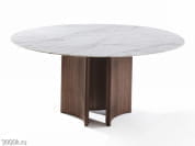 Alan Круглый стол из мрамора Калакатта и основание из орехового дерева каналетта Porada