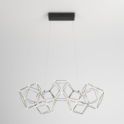 подвесная люстра с геометрическим каркасом из металлических многоугольников