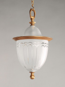 подвесной потолочный светильник с ребристым стеклянным плафоном и латунной крышкой