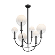 подвесная люстра с шарообразными плафонами черного цвета