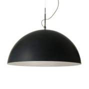 подвесной светильник полусферический с чёрным корпусом и серебристым внутренним отражателем