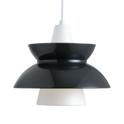 подвесной светильник с двухъярусным плафоном чёрного и белого цвета
