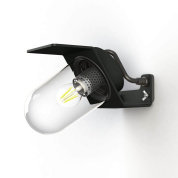 уличное настенное бра с прозрачной лампой и тёмным козырьком