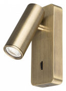 настенное бра с поворотной цилиндрической головкой из латуни