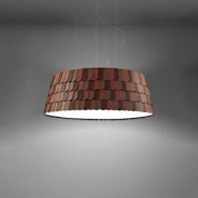 люстра с крупным цилиндрическим корпусом оранжевого цвета