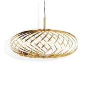 подвесной светильник с плетёным металлическим рассеивателем золотого цвета