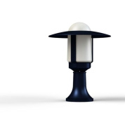 садовый светильник на ножке с купольным плафоном синего цвета