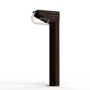 уличный фонарный столб с асимметричным плафоном в корпусе коричневого цвета