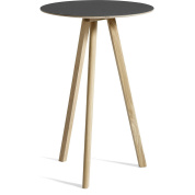 круглый барный стол 70×105 см на дубовой опоре чёрного цвета