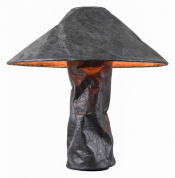 настольная лампа с широким плафоном из декоративной бумаги в форме гриба