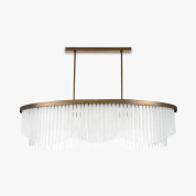 подвесная люстра с кольцевым корпусом и множеством стеклянных подвесок