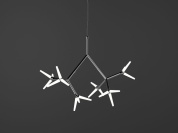 подвесной светильник с разветвленной геометрической конструкцией и линейными световыми элементами