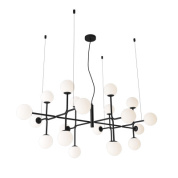 современная люстра на лампах, корпус чёрного цвета