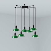 подвесной светильник чёрно-зелёный глянцевый 7 плафонов