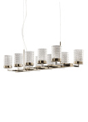 подвесной линейный светильник с десятью стеклянными плафонами