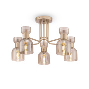 люстра с металлическими плафонами цилиндрической формы в отделке матовое золото