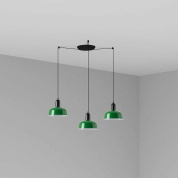 подвесной светильник чёрно-зелёный глянцевый 3 плафона