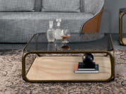 REMIND Невысокий прямоугольный металлический журнальный столик со стеклянной столешницей. Tonin Casa
