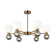 потолочная люстра с шарообразными плафонами и латунной перекладиной