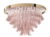потолочный светильник с ниспадающими розовыми стеклянными подвесами
