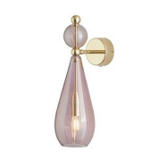 настенный светильник с грушевидным стеклянным плафоном розового оттенка