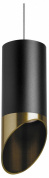подвесной светильник цилиндрической формы черный с медным краем