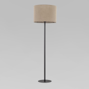 напольный торшер с цилиндрическим текстильным абажуром на тонкой стойке