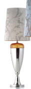 настольная лампа с мраморным прямоугольным абажуром и металлической чашей-основанием