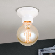 накладной потолочный светильник с открытой стеклянной лампой на керамическом основании