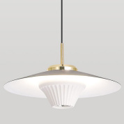 подвесной светильник с дисковым плафоном и белым рассеивателем в ретро стиле