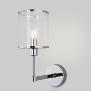 настенное бра с прозрачным цилиндрическим стеклянным плафоном на металлическом кронштейне