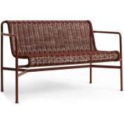 обеденная скамья с подлокотниками и шнуровым сиденьем железно-красного цвета