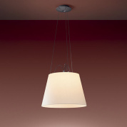 подвесная люстра с текстильным абажуром на регулируемом тросе