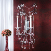 двухламповое хрустальное настенное бра на хромированном кронштейне
