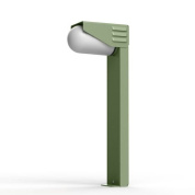 уличный фонарный столб с асимметричным плафоном светло-зелёного оттенка