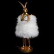 настольная лампа с белым меховым абажуром на золотом основании