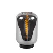 настольная лампа с прозрачным плафоном и золотистым элементом внутри