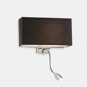 настенный светильник с прямоугольным абажуром из тёмной ткани