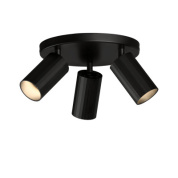 потолочный светильник с тремя регулируемыми плафонами чёрного цвета