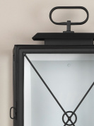 настенный уличный фонарь черного цвета с остекленной прямоугольной рамой