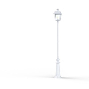 уличный фонарь на белой опоре с купольным плафоном