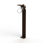 садовый боллард с прозрачной лампой и коричневым корпусом