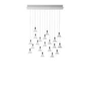 подвесной светильник с двадцатью стеклянными плафонами на тросах