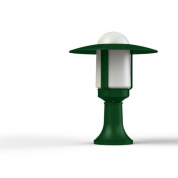 садовый светильник на ножке с купольным плафоном зелёного оттенка