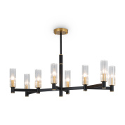 подвесной светильник с восемью лампами и цилиндрическими плафонами из стекла