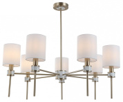 люстра на штанге с восемью абажурами цилиндрической формы на латунной основе