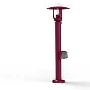 садовый светильник бордового цвета с круглым плафоном и розеткой