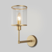 настенное бра с прозрачным цилиндрическим стеклянным плафоном на металлическом кронштейне